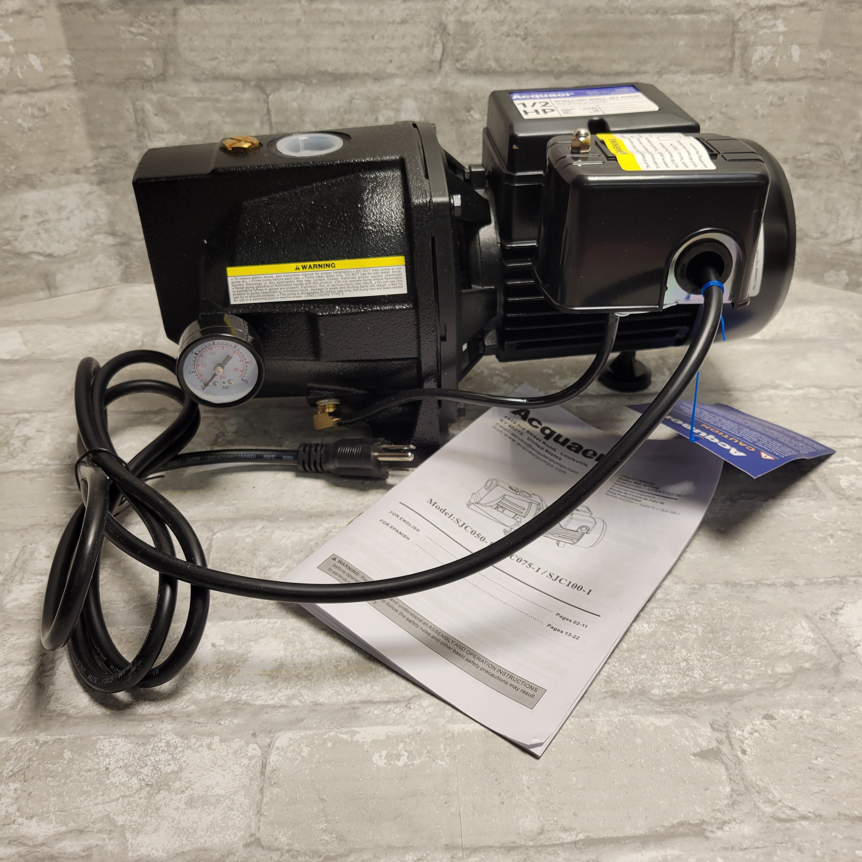 Acquaer 1/2HP Shallow Well Jet Pump, Cast Iron, Well Depth Up to 25ft (8030985912558)